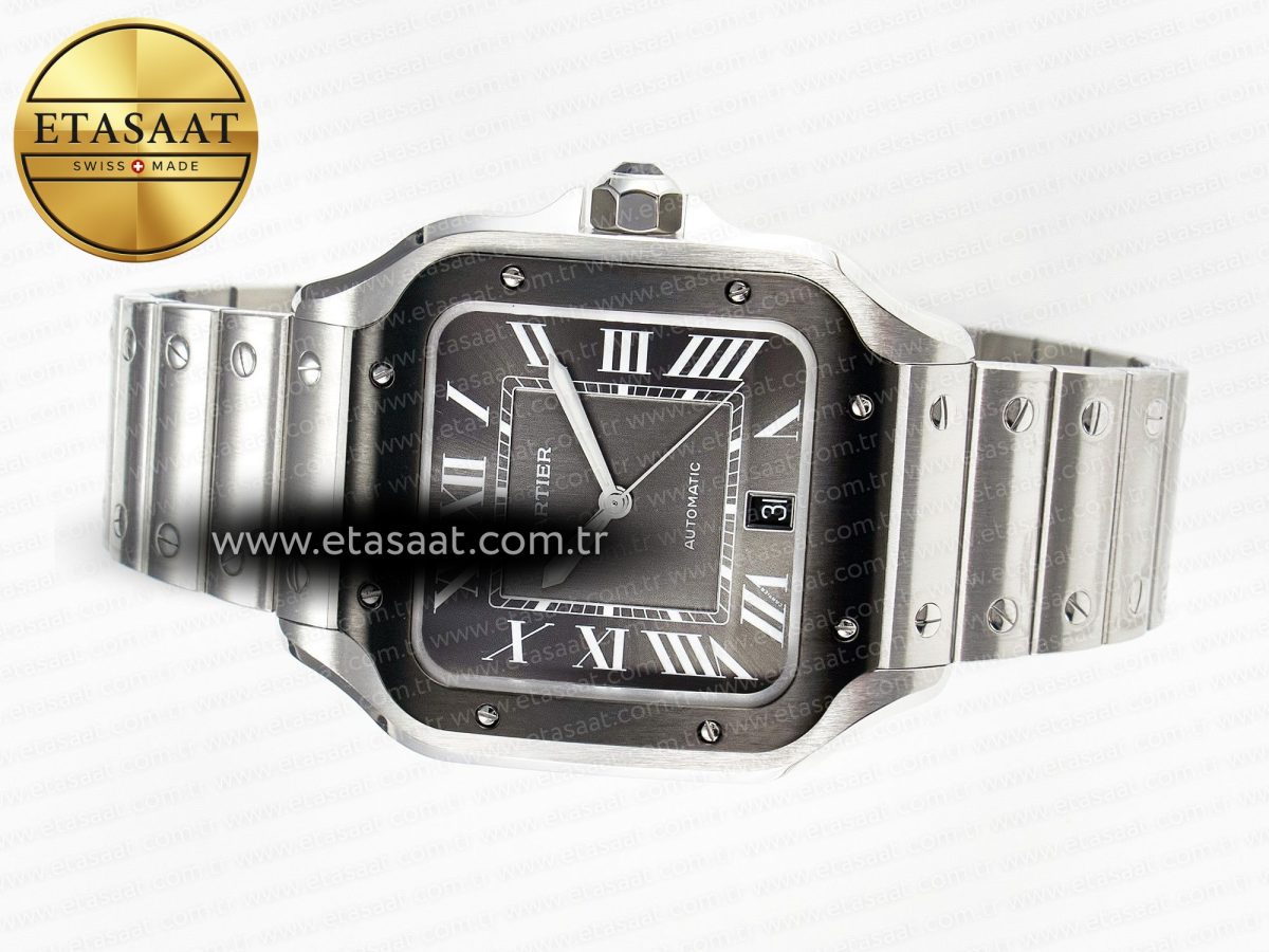 Cartier Santos de Cartier 40mm 2018 BVF 1:1 Best Edition Gray Bezel Gray Dial on SS SmartLinks Bracelet MIYOTA 9015 - Görsel 9