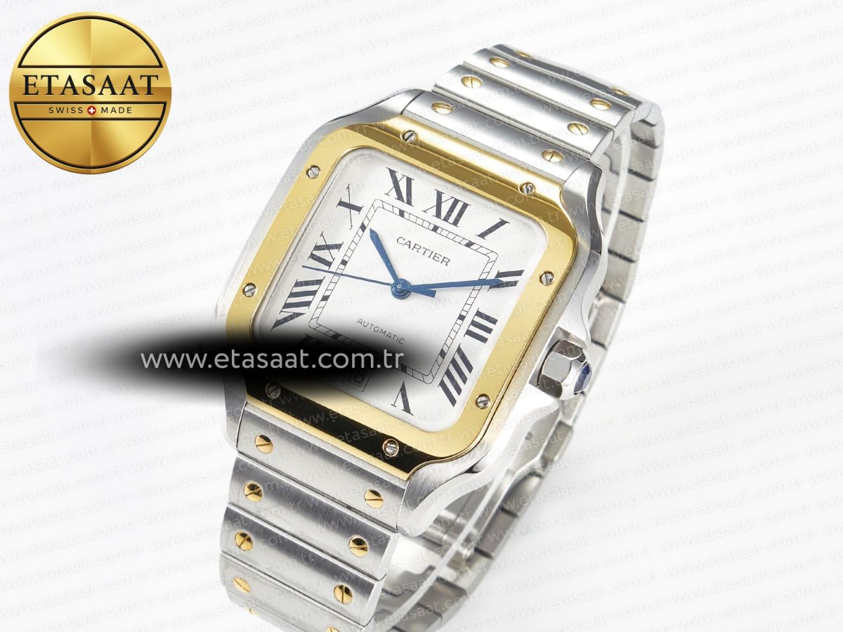 Cartier Santos de Cartier 40mm 2018 BVF 1:1 Best Edition YG Bezel White Dial on SS SmartLinks Bracelet MIYOTA 9015 - Görsel 1