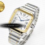 Cartier Santos de Cartier 40mm 2018 BVF 1:1 Best Edition YG Bezel White Dial on SS SmartLinks Bracelet MIYOTA 9015