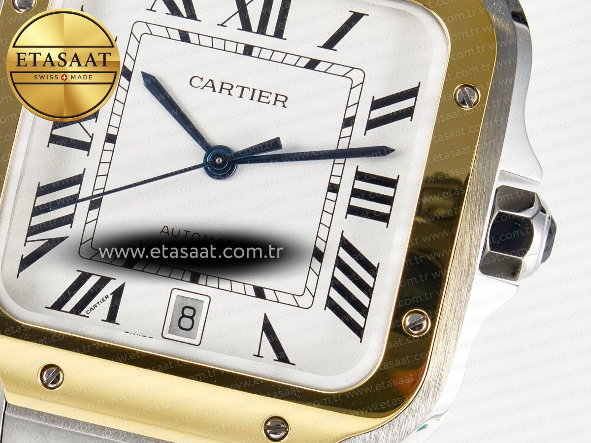 Cartier Santos de Cartier 40mm 2018 BVF 1:1 Best Edition YG Bezel White Dial on SS SmartLinks Bracelet MIYOTA 9015 - Görsel 11