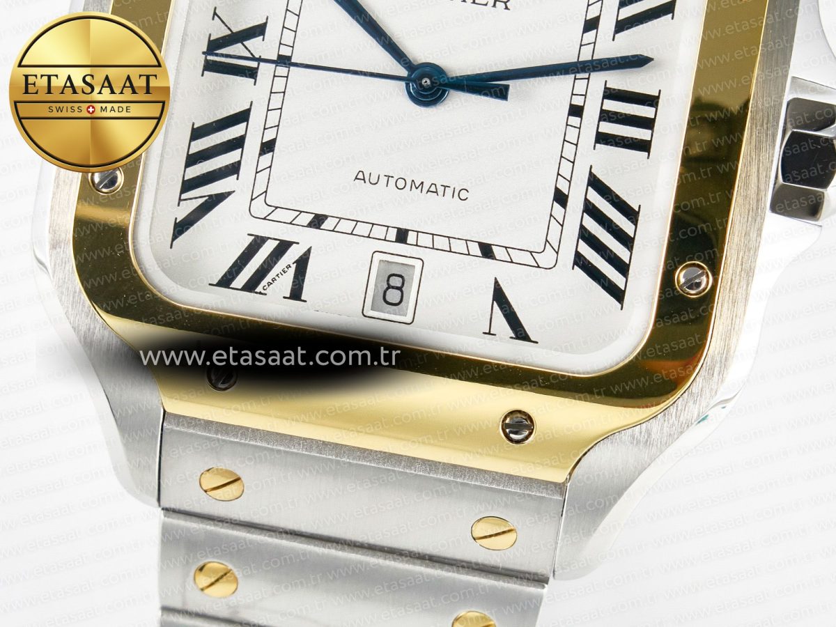 Cartier Santos de Cartier 40mm 2018 BVF 1:1 Best Edition YG Bezel White Dial on SS SmartLinks Bracelet MIYOTA 9015 - Görsel 12