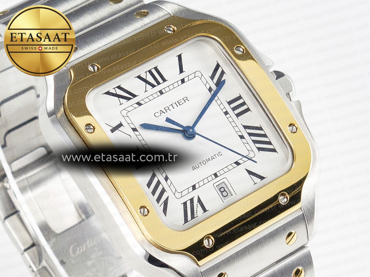 Cartier Santos de Cartier 40mm 2018 BVF 1:1 Best Edition YG Bezel White Dial on SS SmartLinks Bracelet MIYOTA 9015 - Görsel 5