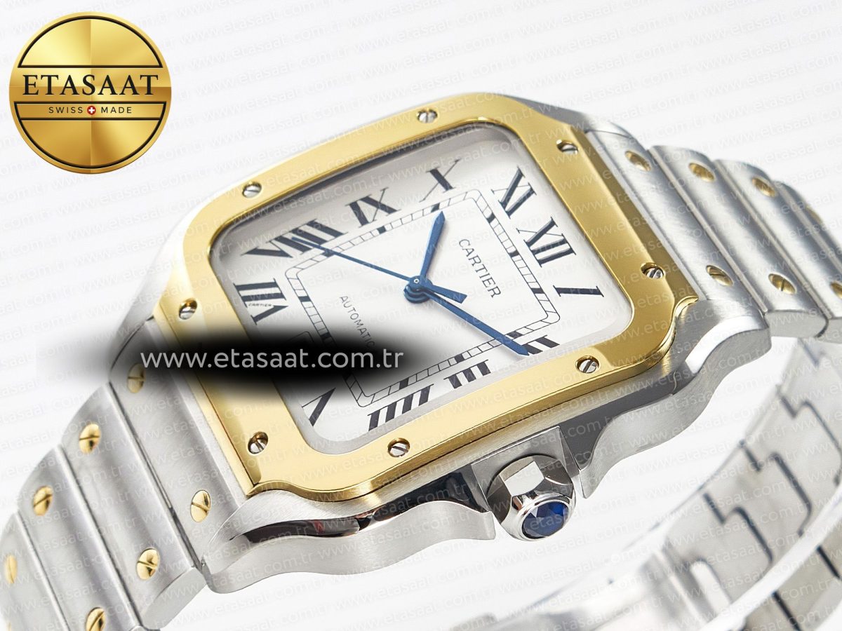 Cartier Santos de Cartier 40mm 2018 BVF 1:1 Best Edition YG Bezel White Dial on SS SmartLinks Bracelet MIYOTA 9015 - Görsel 6