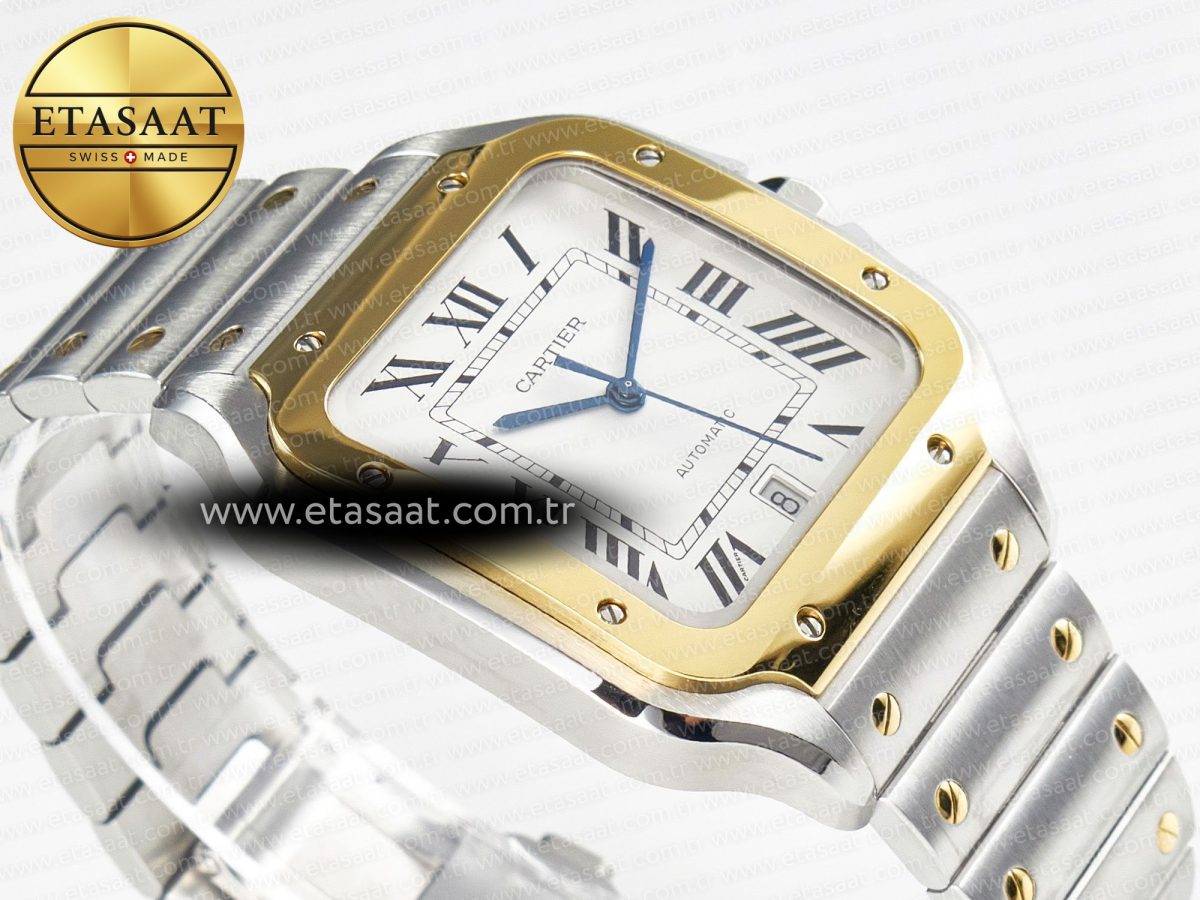 Cartier Santos de Cartier 40mm 2018 BVF 1:1 Best Edition YG Bezel White Dial on SS SmartLinks Bracelet MIYOTA 9015 - Görsel 7
