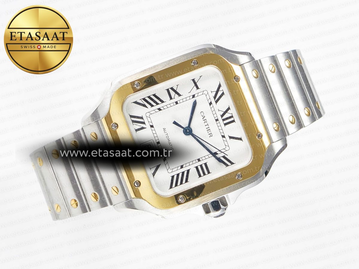 Cartier Santos de Cartier 40mm 2018 BVF 1:1 Best Edition YG Bezel White Dial on SS SmartLinks Bracelet MIYOTA 9015 - Görsel 8