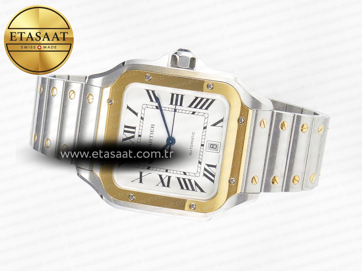 Cartier Santos de Cartier 40mm 2018 BVF 1:1 Best Edition YG Bezel White Dial on SS SmartLinks Bracelet MIYOTA 9015 - Görsel 9