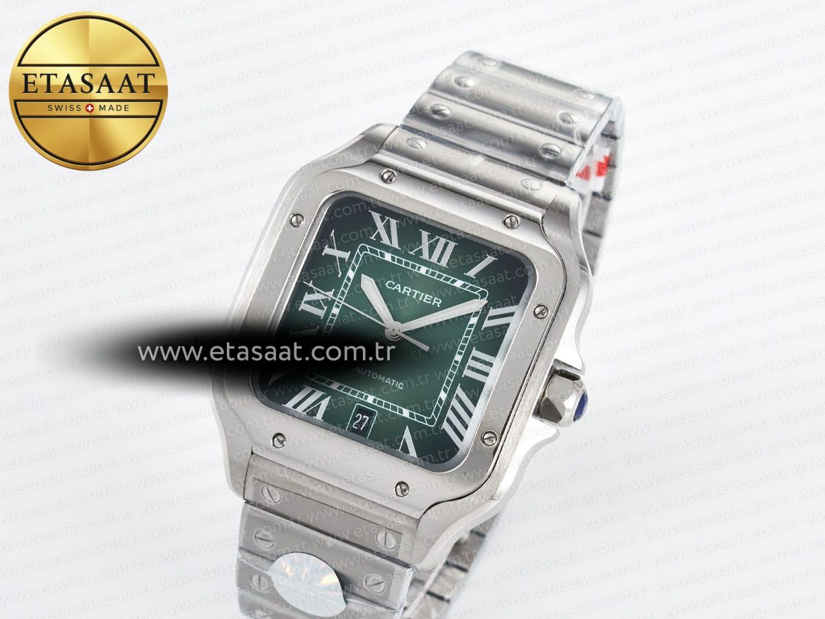 Cartier Santos de Cartier 40mm J12F 1:1 Best Edition Green Dial on SS SmartLinks Bracelet MIYOTA 9015 - Görsel 1