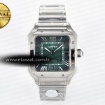 Cartier Santos de Cartier 40mm J12F Yeşil Kadran Çelik 9015 Eta Saat - Görsel 3 - 1:1 Süper Klon Saat