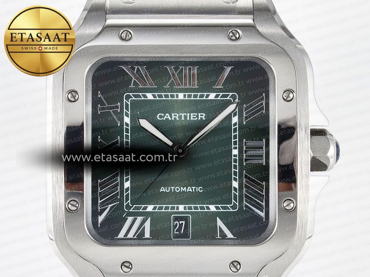 Cartier Santos de Cartier 40mm J12F 1:1 Best Edition Green Dial on SS SmartLinks Bracelet MIYOTA 9015 - Görsel 4