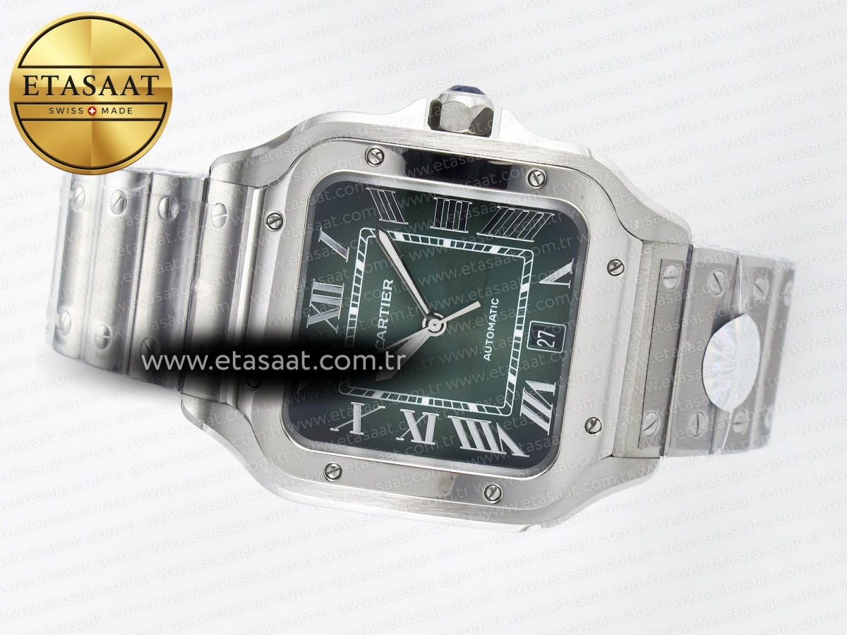 Cartier Santos de Cartier 40mm J12F 1:1 Best Edition Green Dial on SS SmartLinks Bracelet MIYOTA 9015 - Görsel 9