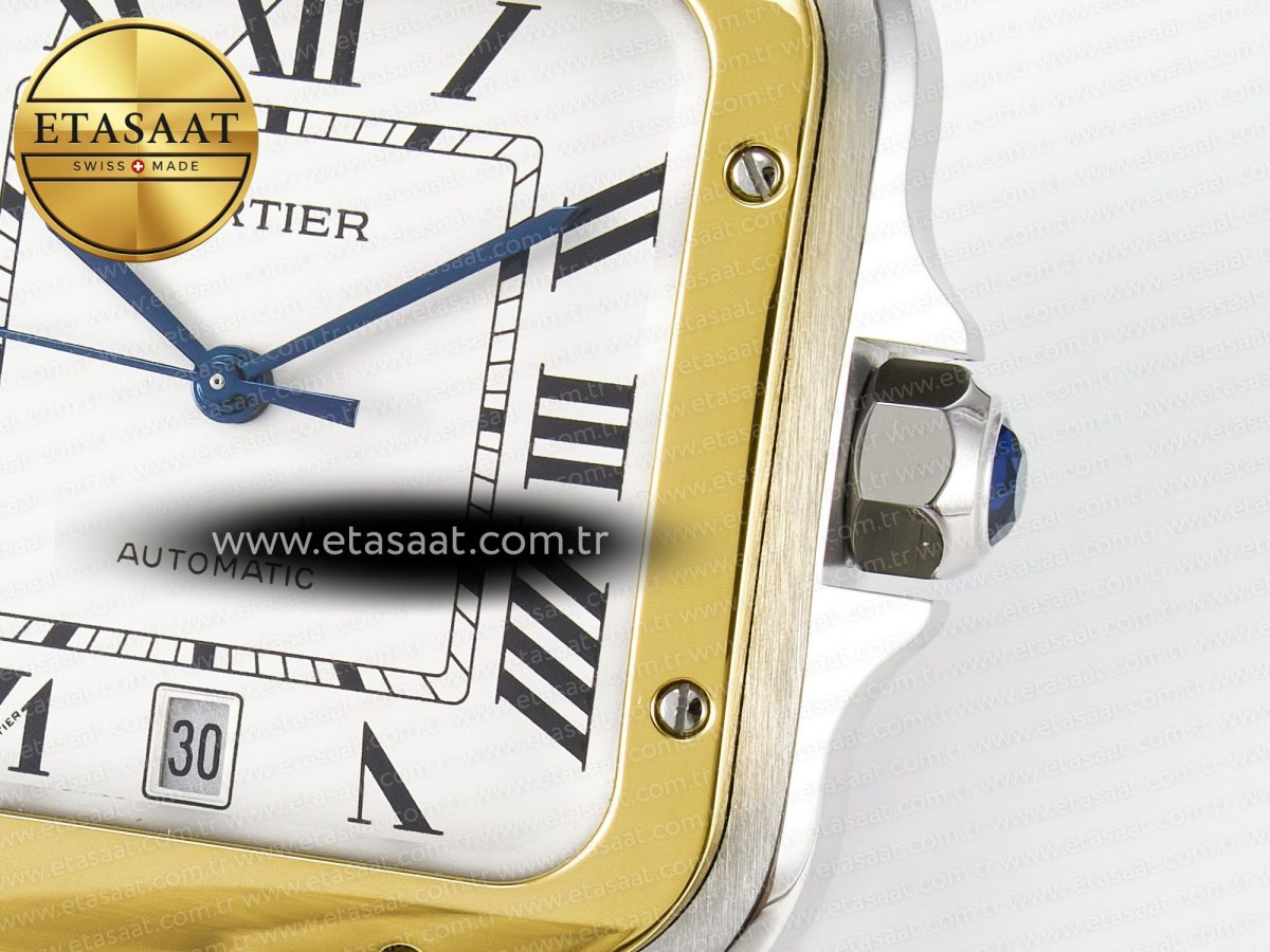 Cartier Santos de Cartier 40mm J12F 1:1 Best Edition YG Bezel White Dial on SS SmartLinks Bracelet MIYOTA 9015 - Görsel 11