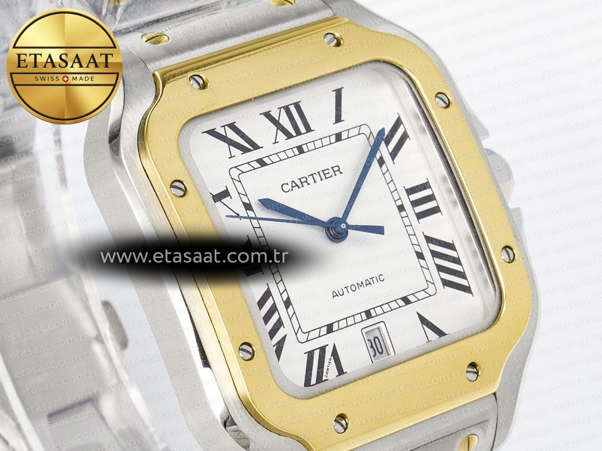 Cartier Santos de Cartier 40mm J12F 1:1 Best Edition YG Bezel White Dial on SS SmartLinks Bracelet MIYOTA 9015 - Görsel 5
