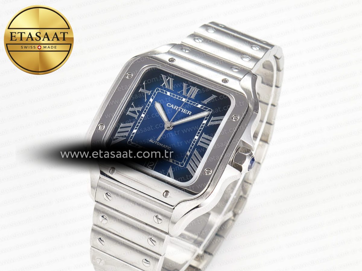 Cartier Santos de Cartier 40mm SS 2018 BVF 1:1 Best Edition Blue Dial on SS SmartLinks Bracelet MIYOTA 9015 V2 - Görsel 1