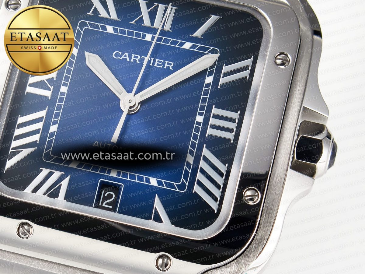 Cartier Santos de Cartier 40mm SS 2018 BVF 1:1 Best Edition Blue Dial on SS SmartLinks Bracelet MIYOTA 9015 V2 - Görsel 11