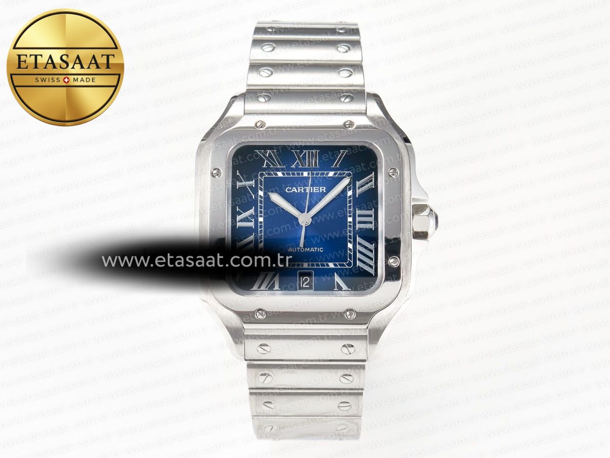 Cartier Santos de Cartier 40mm SS 2018 BVF 1:1 Best Edition Blue Dial on SS SmartLinks Bracelet MIYOTA 9015 V2 - Görsel 3