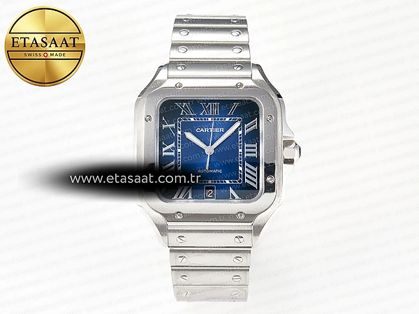 Cartier Santos de Cartier 40mm 2018 Bvf Mavi Kadran 9015 Eta Saat - 1:1 Süper Klon Replika Saat