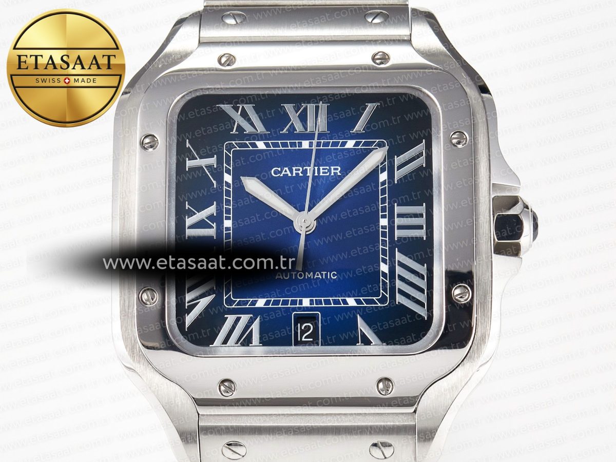 Cartier Santos de Cartier 40mm SS 2018 BVF 1:1 Best Edition Blue Dial on SS SmartLinks Bracelet MIYOTA 9015 V2 - Görsel 4