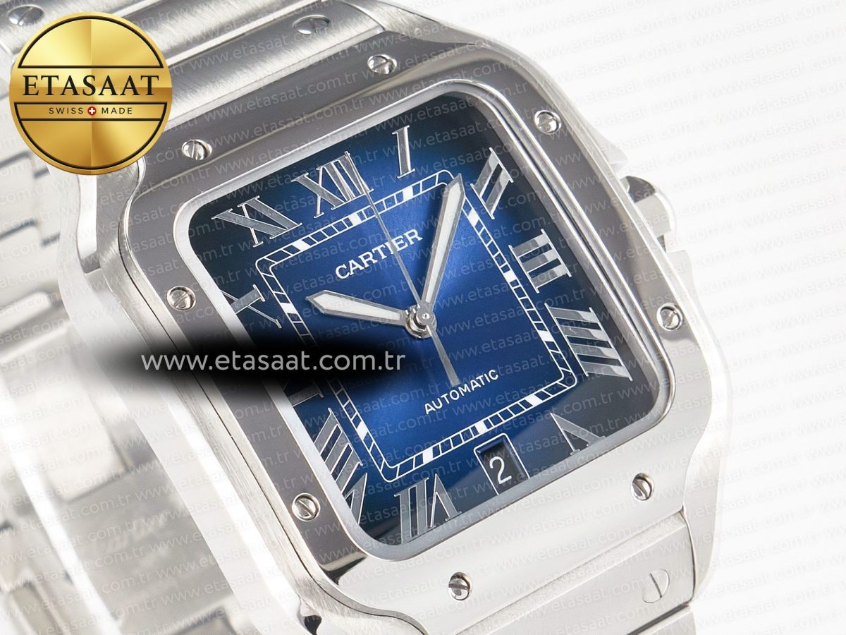 Cartier Santos de Cartier 40mm SS 2018 BVF 1:1 Best Edition Blue Dial on SS SmartLinks Bracelet MIYOTA 9015 V2 - Görsel 5