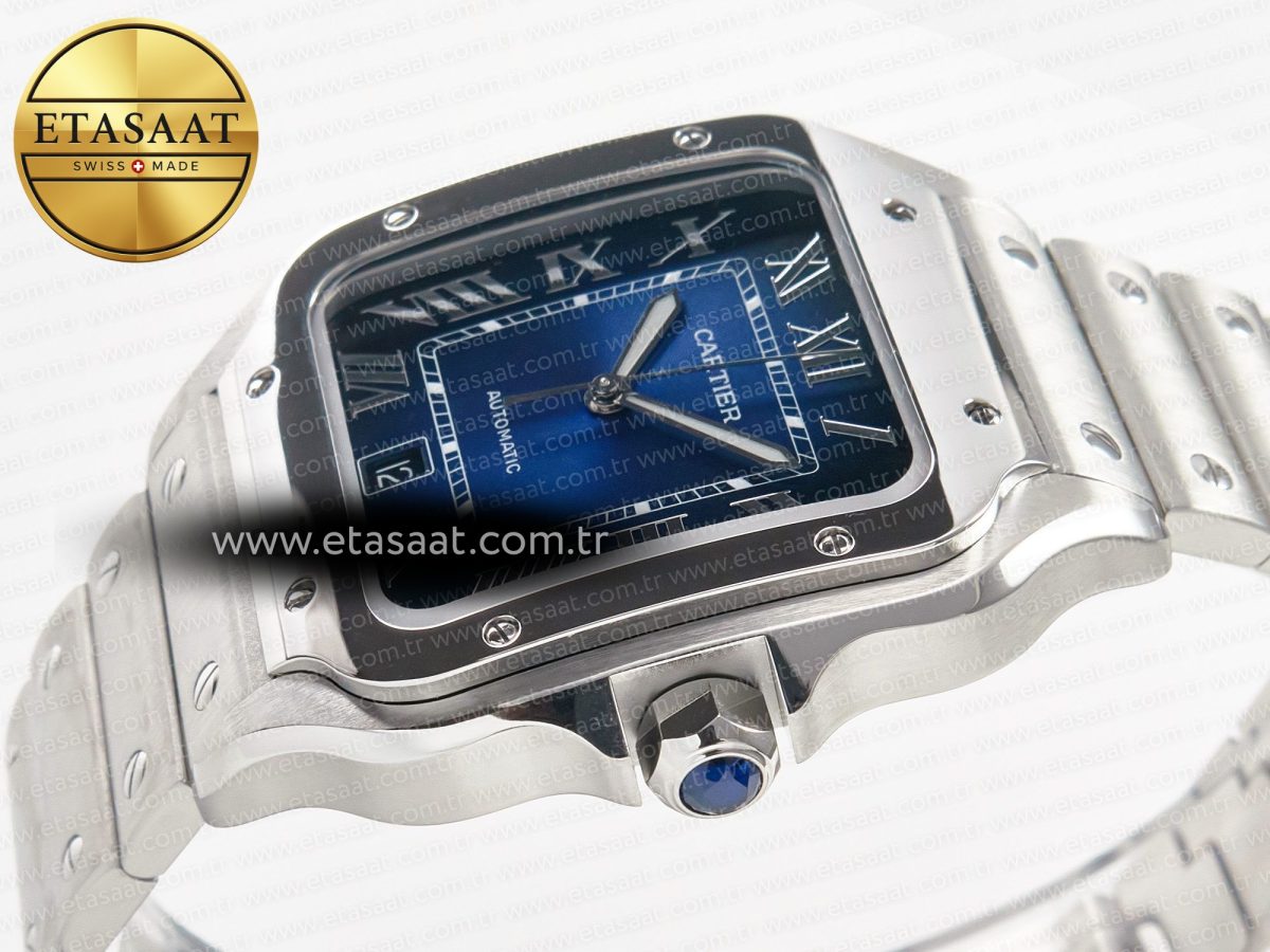 Cartier Santos de Cartier 40mm SS 2018 BVF 1:1 Best Edition Blue Dial on SS SmartLinks Bracelet MIYOTA 9015 V2 - Görsel 6