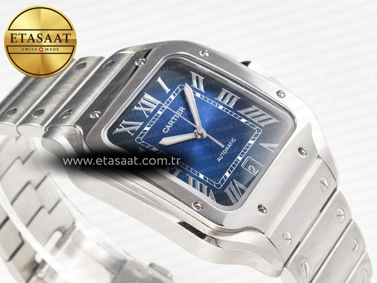 Cartier Santos de Cartier 40mm SS 2018 BVF 1:1 Best Edition Blue Dial on SS SmartLinks Bracelet MIYOTA 9015 V2 - Görsel 7