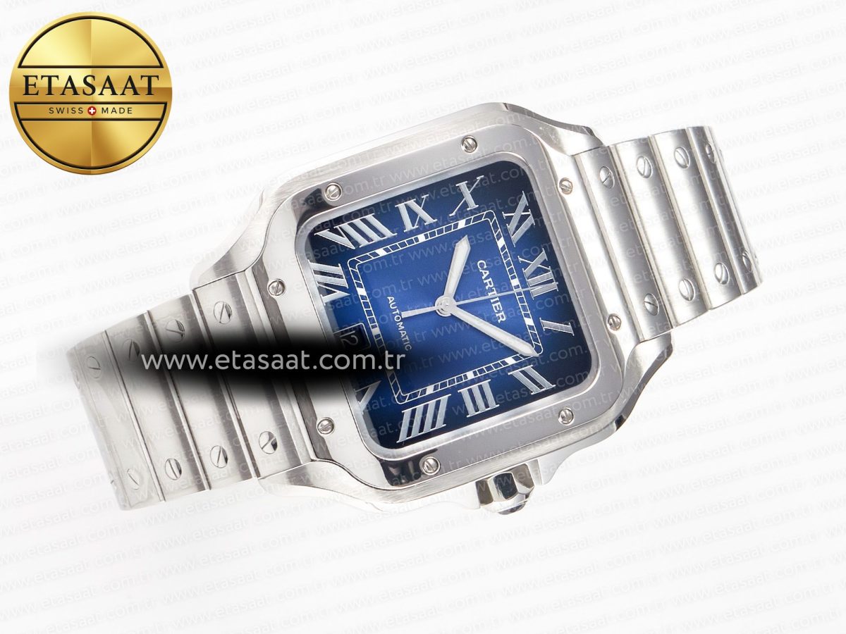 Cartier Santos de Cartier 40mm SS 2018 BVF 1:1 Best Edition Blue Dial on SS SmartLinks Bracelet MIYOTA 9015 V2 - Görsel 8