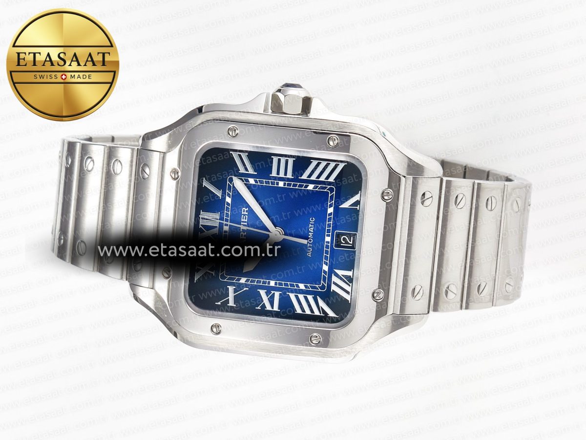 Cartier Santos de Cartier 40mm SS 2018 BVF 1:1 Best Edition Blue Dial on SS SmartLinks Bracelet MIYOTA 9015 V2 - Görsel 9