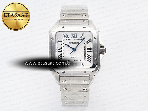Cartier Santos de Cartier 40mm Bvf Beyaz Kadran MIYOTA 9015 Eta Saat - 1:1 Süper Klon Replika Saat