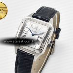 Cartier Santos Dumont 27.5mm IWSF Best Edition Silver Dial on Black Leather Strap Quartz