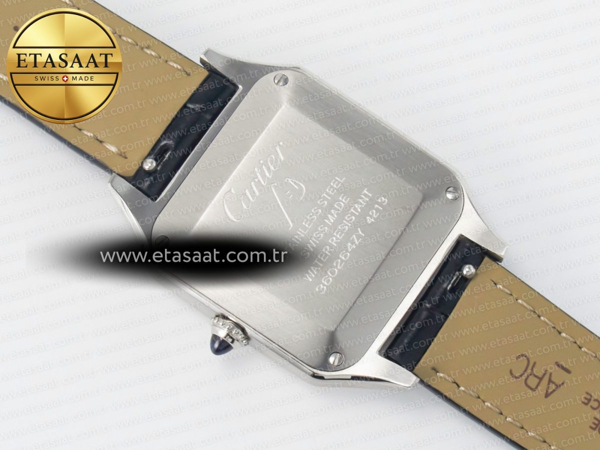 Cartier Santos Dumont 27.5mm IWSF Best Edition Silver Dial on Black Leather Strap Quartz - Görsel 15