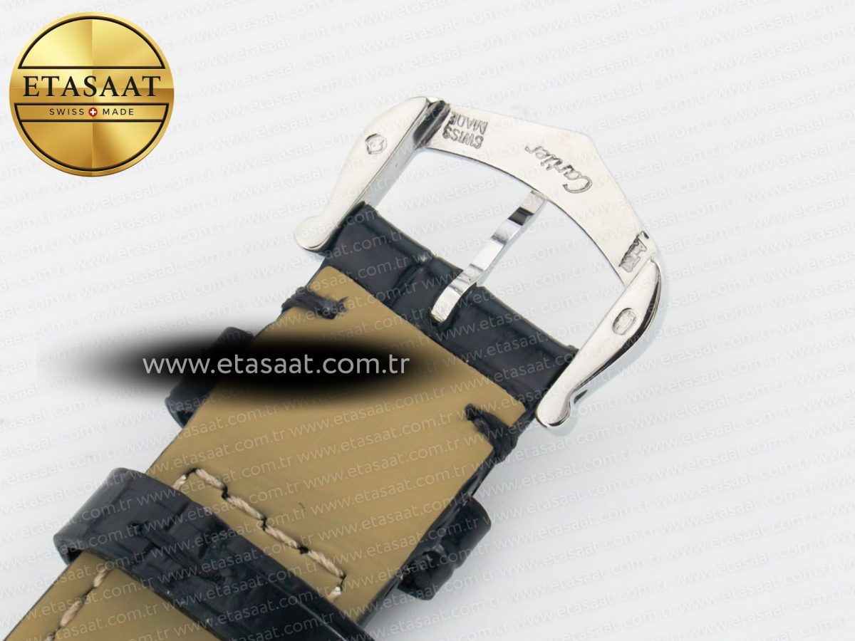Cartier Santos Dumont 27.5mm IWSF Best Edition Silver Dial on Black Leather Strap Quartz - Görsel 22