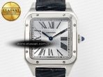 Cartier Santos Dumont 27.5mm IWSF Best Edition Silver Dial on Black Leather Strap Quartz - Görsel 4