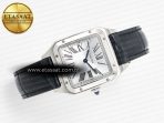 Cartier Santos Dumont 27.5mm IWSF Best Edition Silver Dial on Black Leather Strap Quartz - Görsel 8