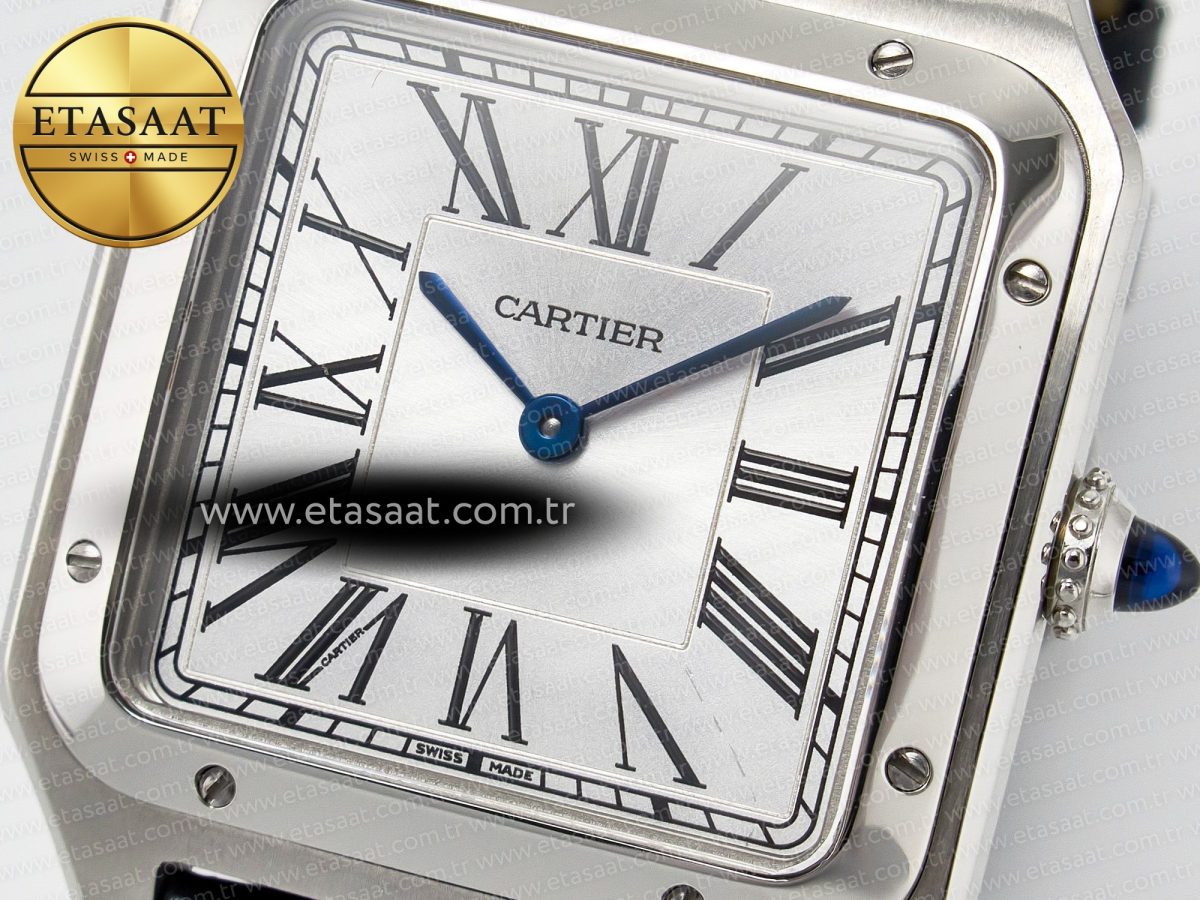 Cartier Santos Dumont 31.4mm IWSF Best Edition Silver Dial on Black Leather Strap Quartz - Görsel 10
