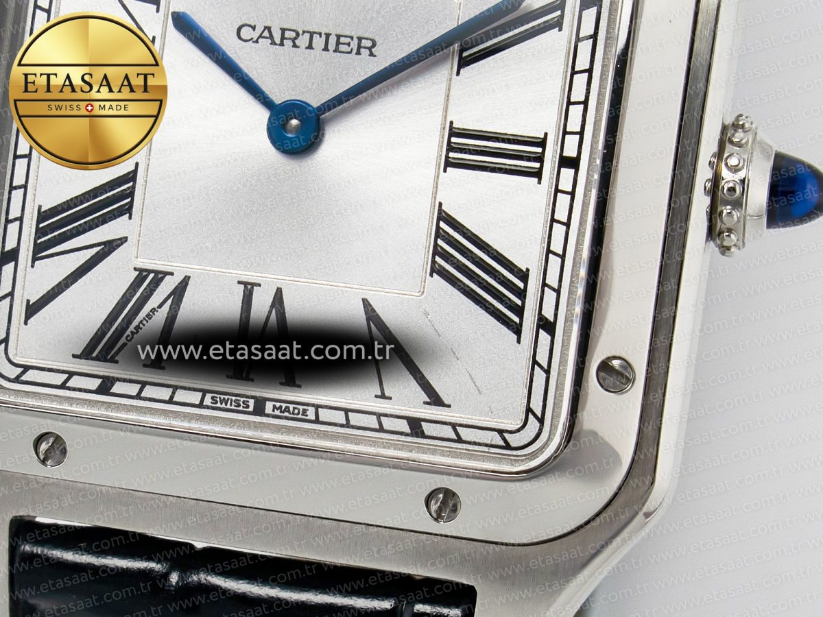 Cartier Santos Dumont 31.4mm IWSF Best Edition Silver Dial on Black Leather Strap Quartz - Görsel 11