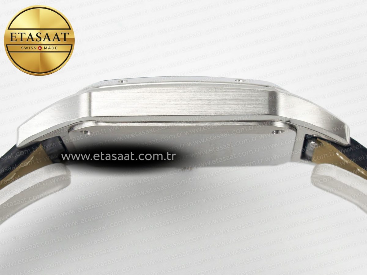 Cartier Santos Dumont 31.4mm IWSF Best Edition Silver Dial on Black Leather Strap Quartz - Görsel 12