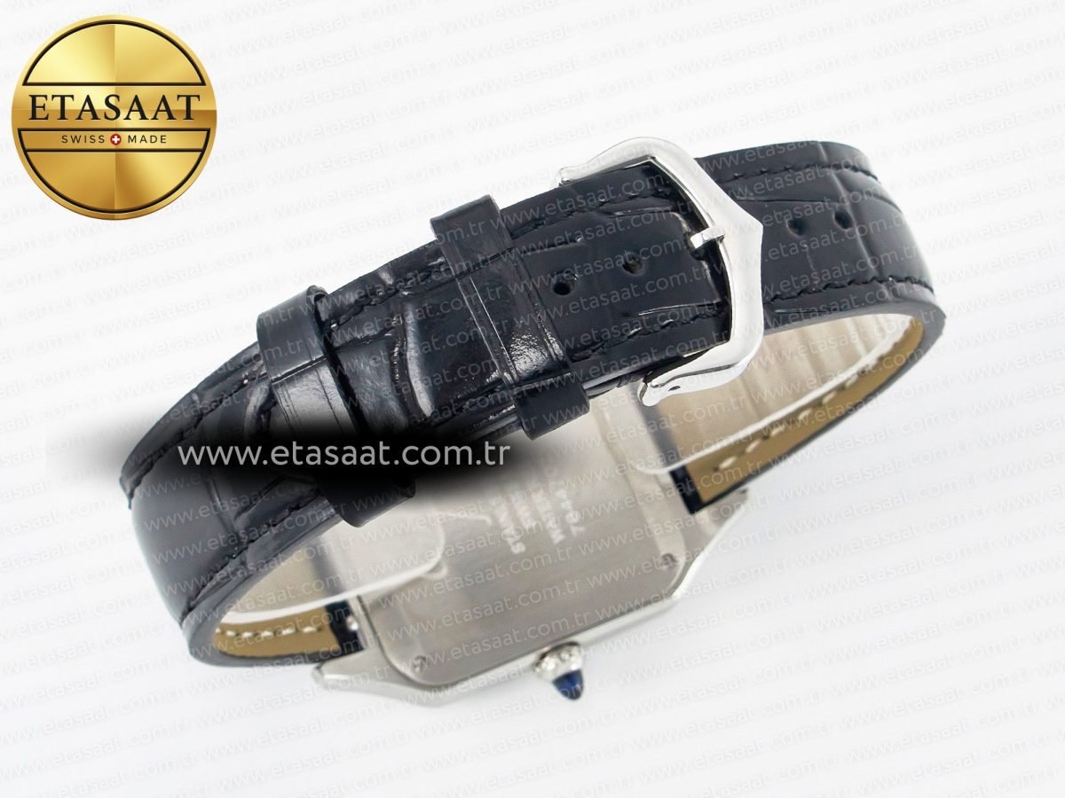 Cartier Santos Dumont 31.4mm IWSF Best Edition Silver Dial on Black Leather Strap Quartz - Görsel 14
