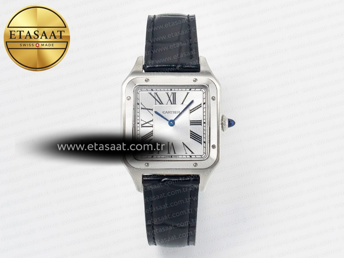Cartier Santos Dumont 31.4mm IWSF Best Edition Silver Dial on Black Leather Strap Quartz - Görsel 3