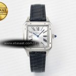 Cartier Santos Dumont 31.4mm Iwsf Gümüş Kadran Siyah Quartz Eta Saat - Görsel 3 - 1:1 Süper Klon Saat
