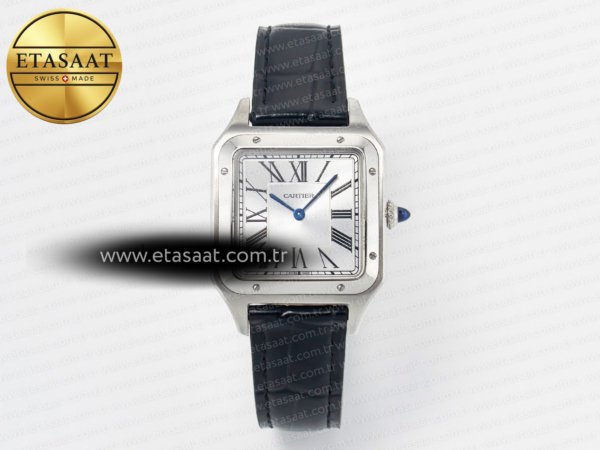 Cartier Santos Dumont 31.4mm Iwsf Gümüş Kadran Siyah Quartz Eta Saat - 1:1 Süper Klon Replika Saat