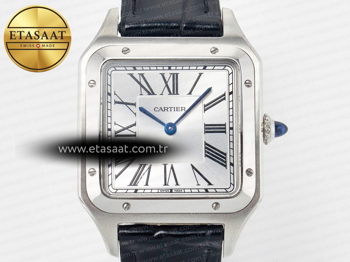 Cartier Santos Dumont 31.4mm IWSF Best Edition Silver Dial on Black Leather Strap Quartz - Görsel 4