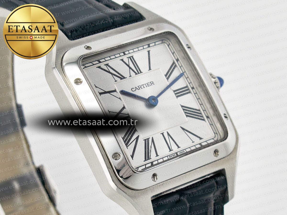 Cartier Santos Dumont 31.4mm IWSF Best Edition Silver Dial on Black Leather Strap Quartz - Görsel 5