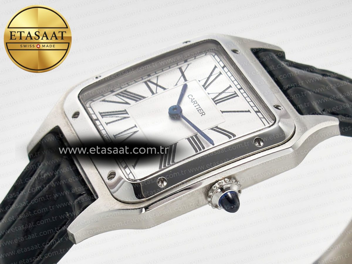 Cartier Santos Dumont 31.4mm IWSF Best Edition Silver Dial on Black Leather Strap Quartz - Görsel 6