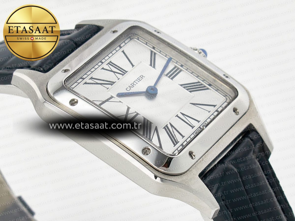 Cartier Santos Dumont 31.4mm IWSF Best Edition Silver Dial on Black Leather Strap Quartz - Görsel 7