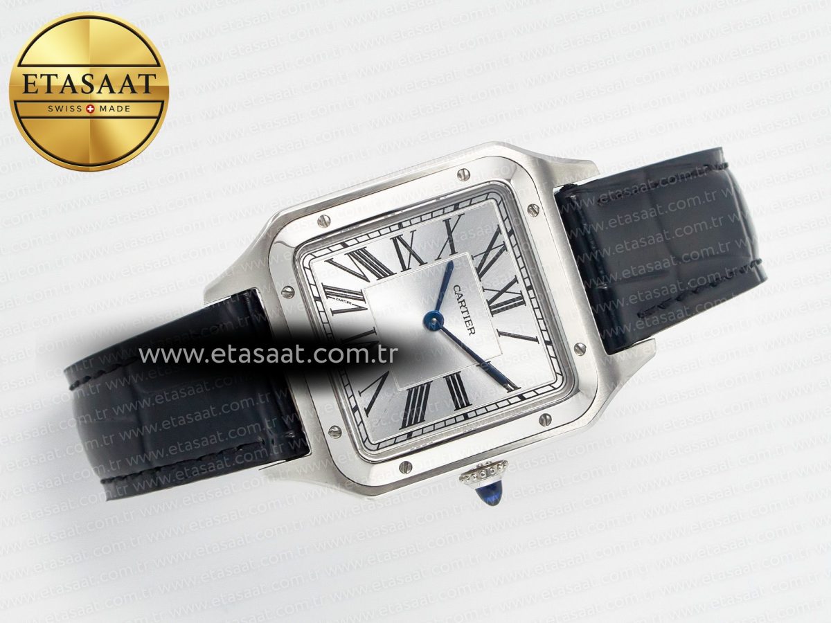 Cartier Santos Dumont 31.4mm IWSF Best Edition Silver Dial on Black Leather Strap Quartz - Görsel 8
