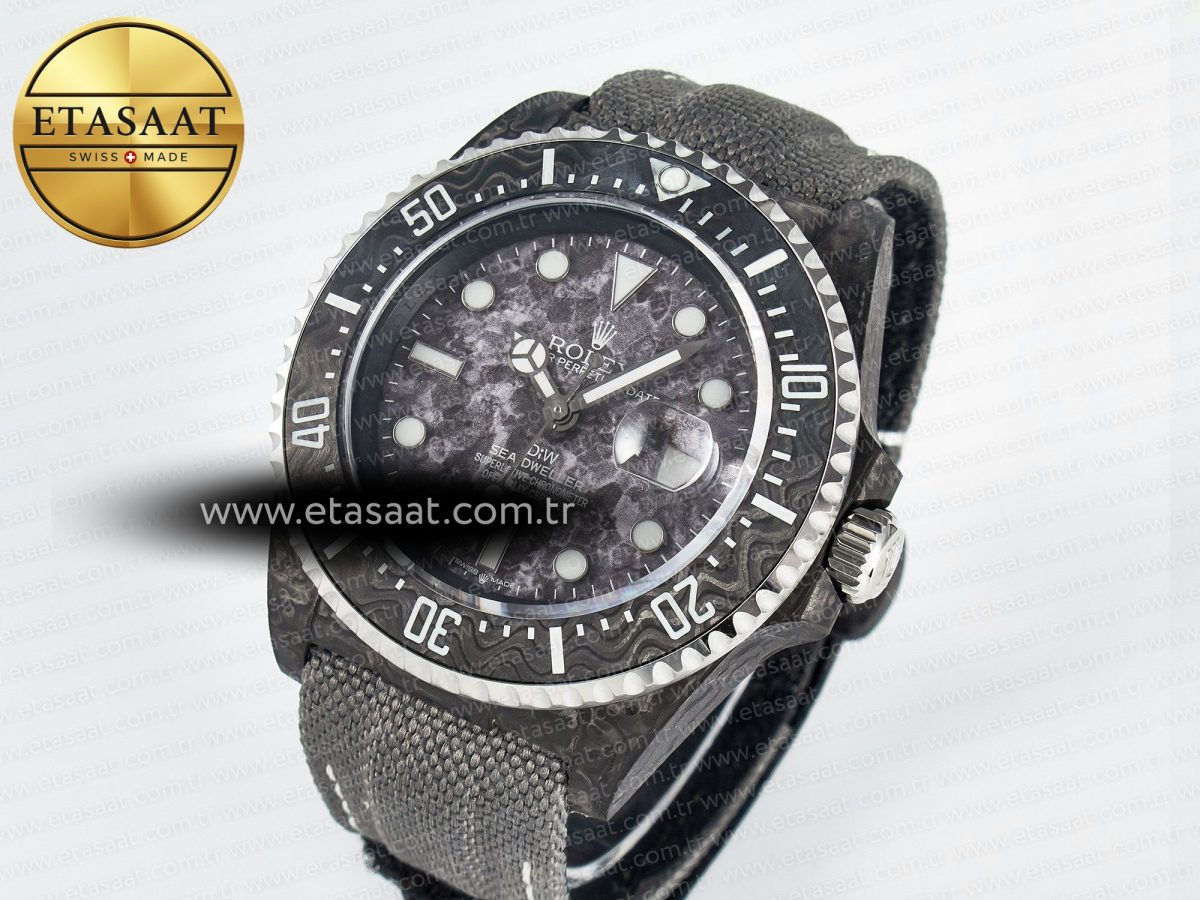 Rolex Sea Dweller 43mm Black Carbon Best Edition Gray Dial on Gray Nylon Strap A2824 - Görsel 2