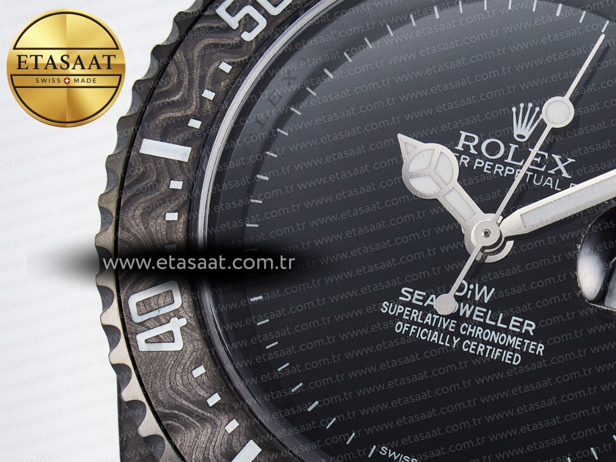 Rolex Sea Dweller 43mm Carbon DIWF Best Edition Black Dial on Black Nylon Strap A2824 - Görsel 10