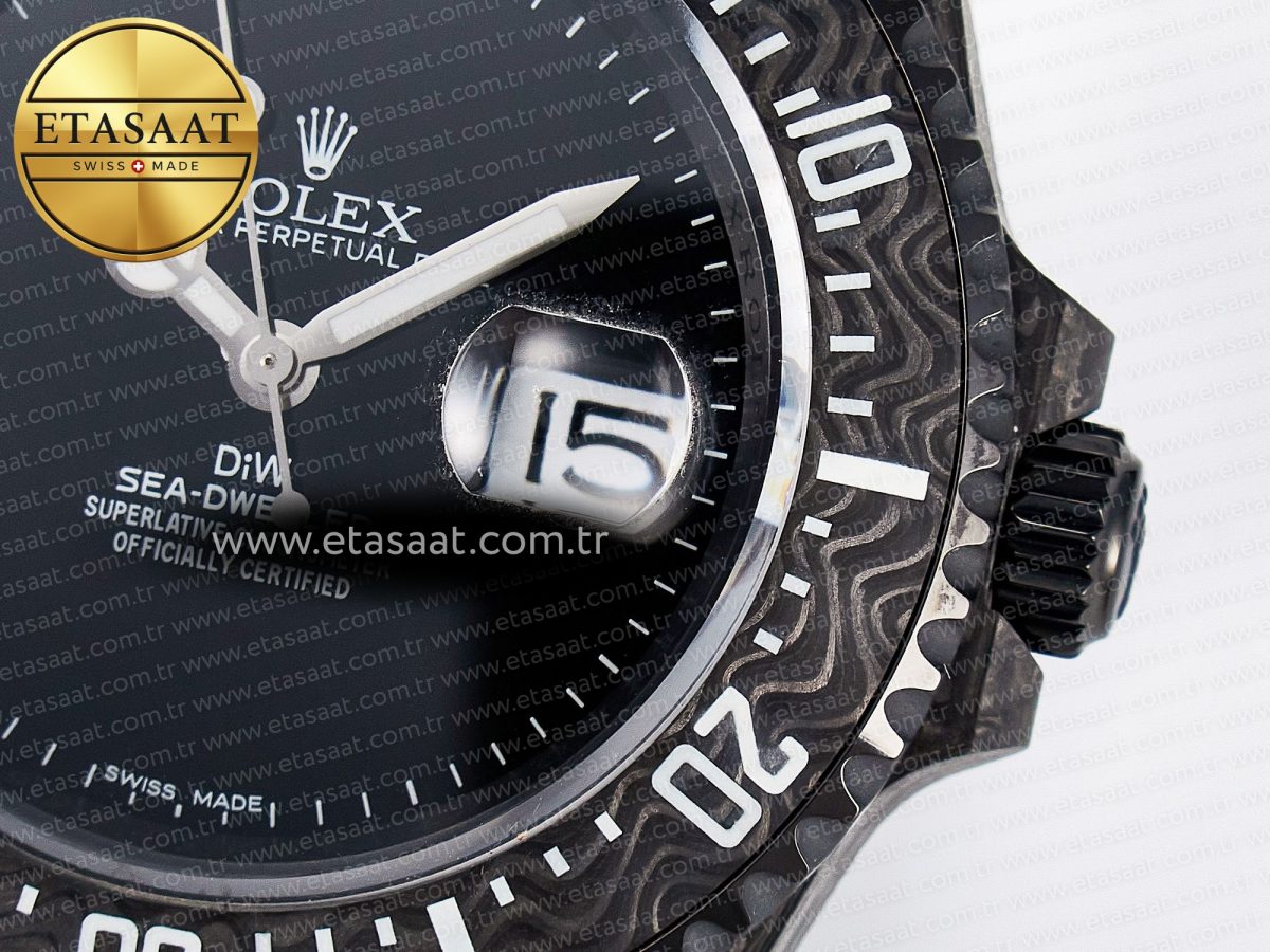Rolex Sea Dweller 43mm Carbon DIWF Best Edition Black Dial on Black Nylon Strap A2824 - Görsel 12