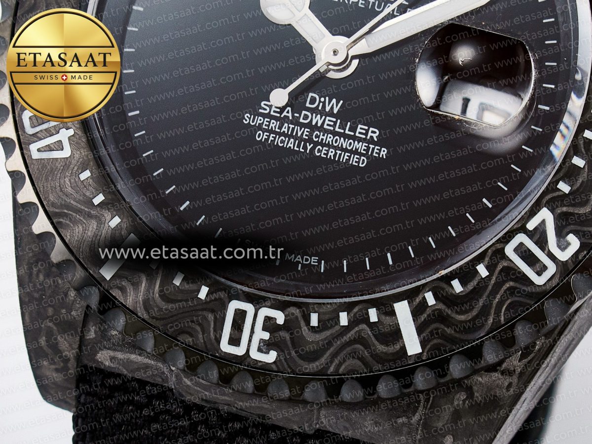 Rolex Sea Dweller 43mm Carbon DIWF Best Edition Black Dial on Black Nylon Strap A2824 - Görsel 13
