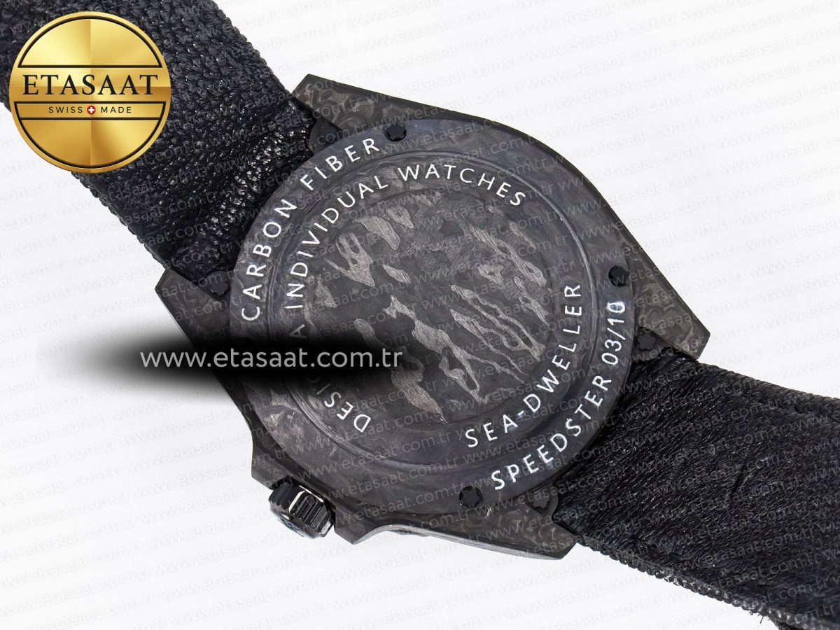 Rolex Sea Dweller 43mm Carbon DIWF Best Edition Black Dial on Black Nylon Strap A2824 - Görsel 17