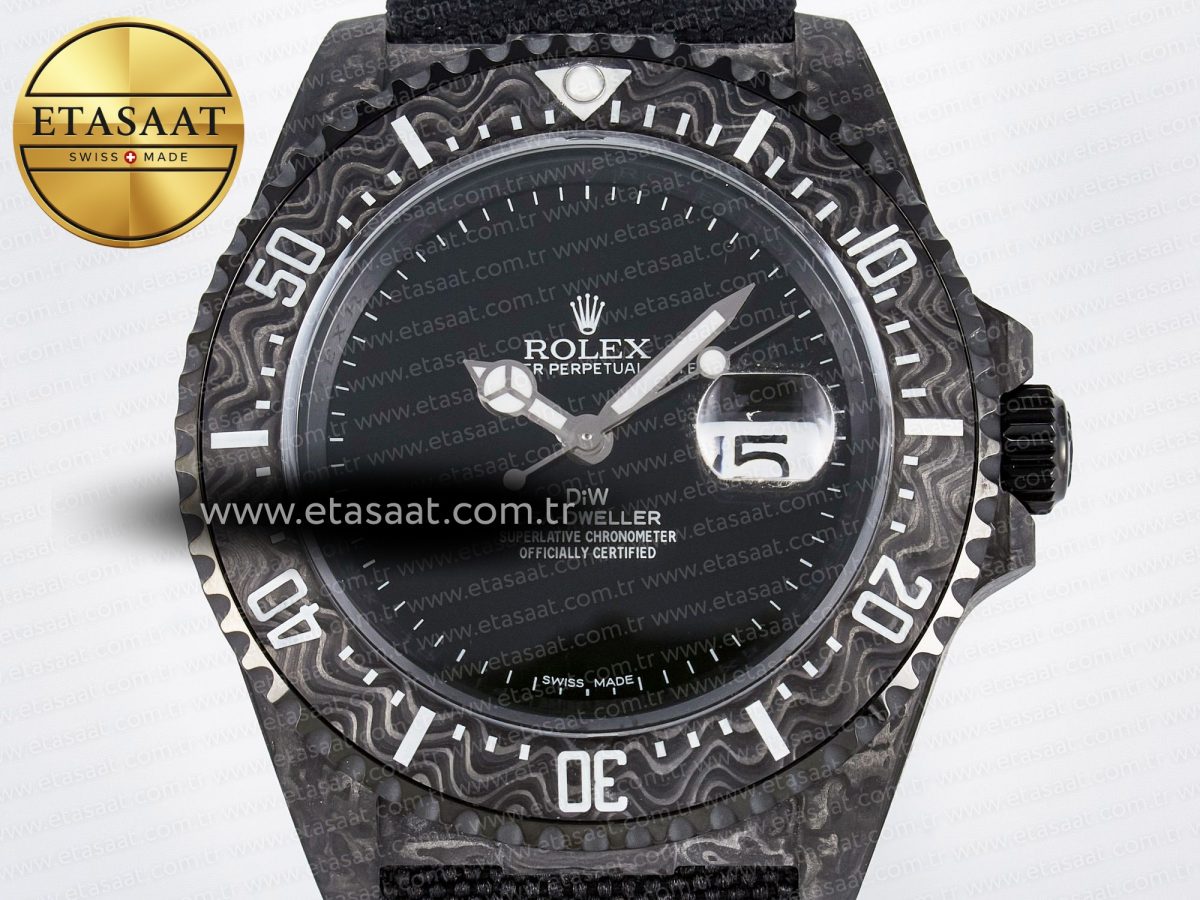 Rolex Sea Dweller 43mm Carbon DIWF Best Edition Black Dial on Black Nylon Strap A2824 - Görsel 4